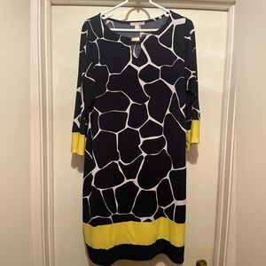 Dress Barn Navy and Yellow Giraffe Print Dress